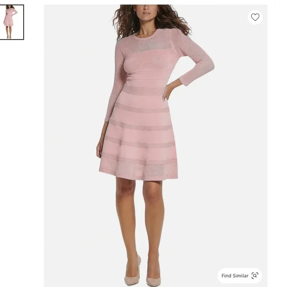 knee length dresses for ladies Pointelle Shift Mini Dress – peony AUS main image 1